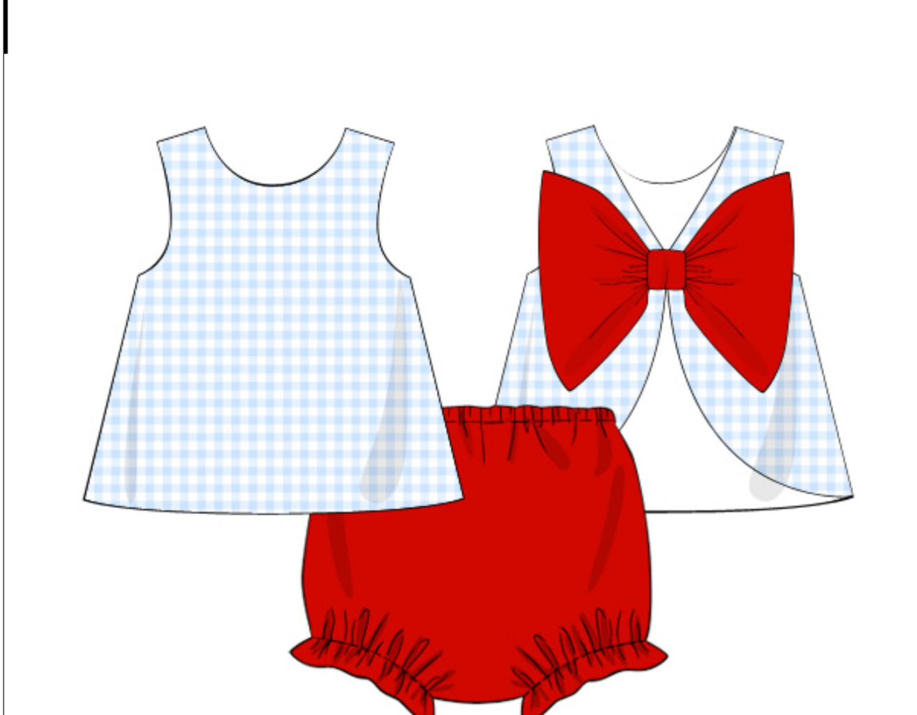 Betsy bow back in red & blue