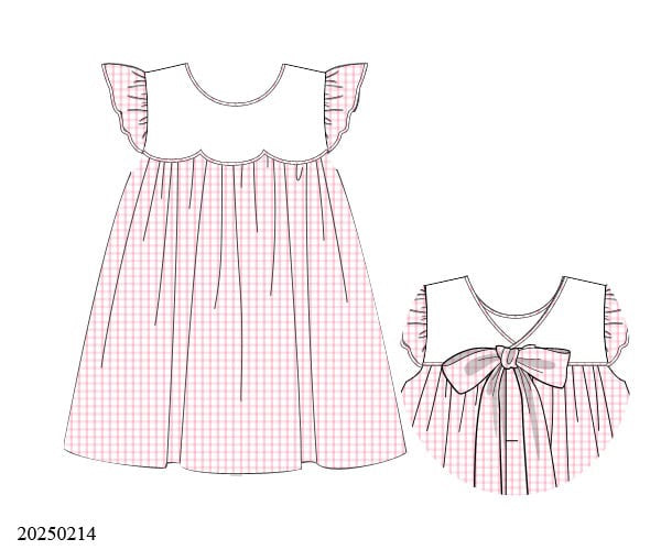 Scout scallop dress in pink check