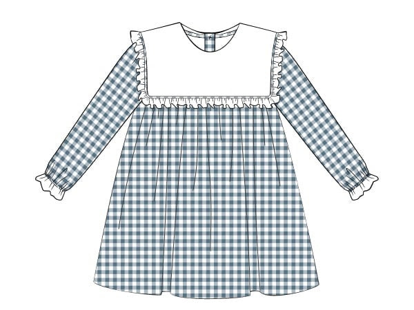 Calla dress in blue stone check