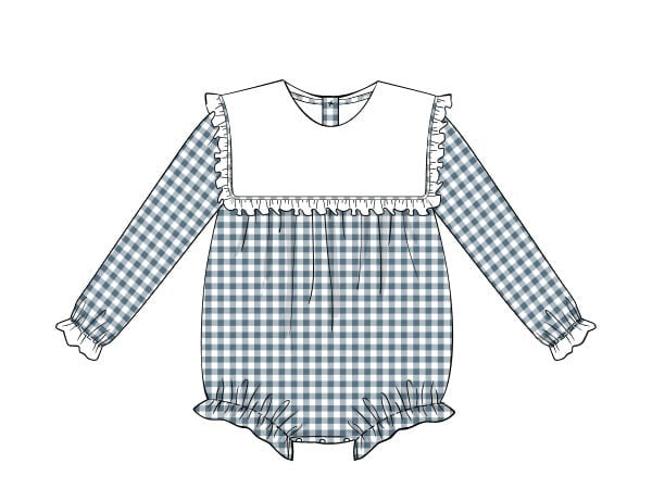 Calla collar bubble in blue stone check