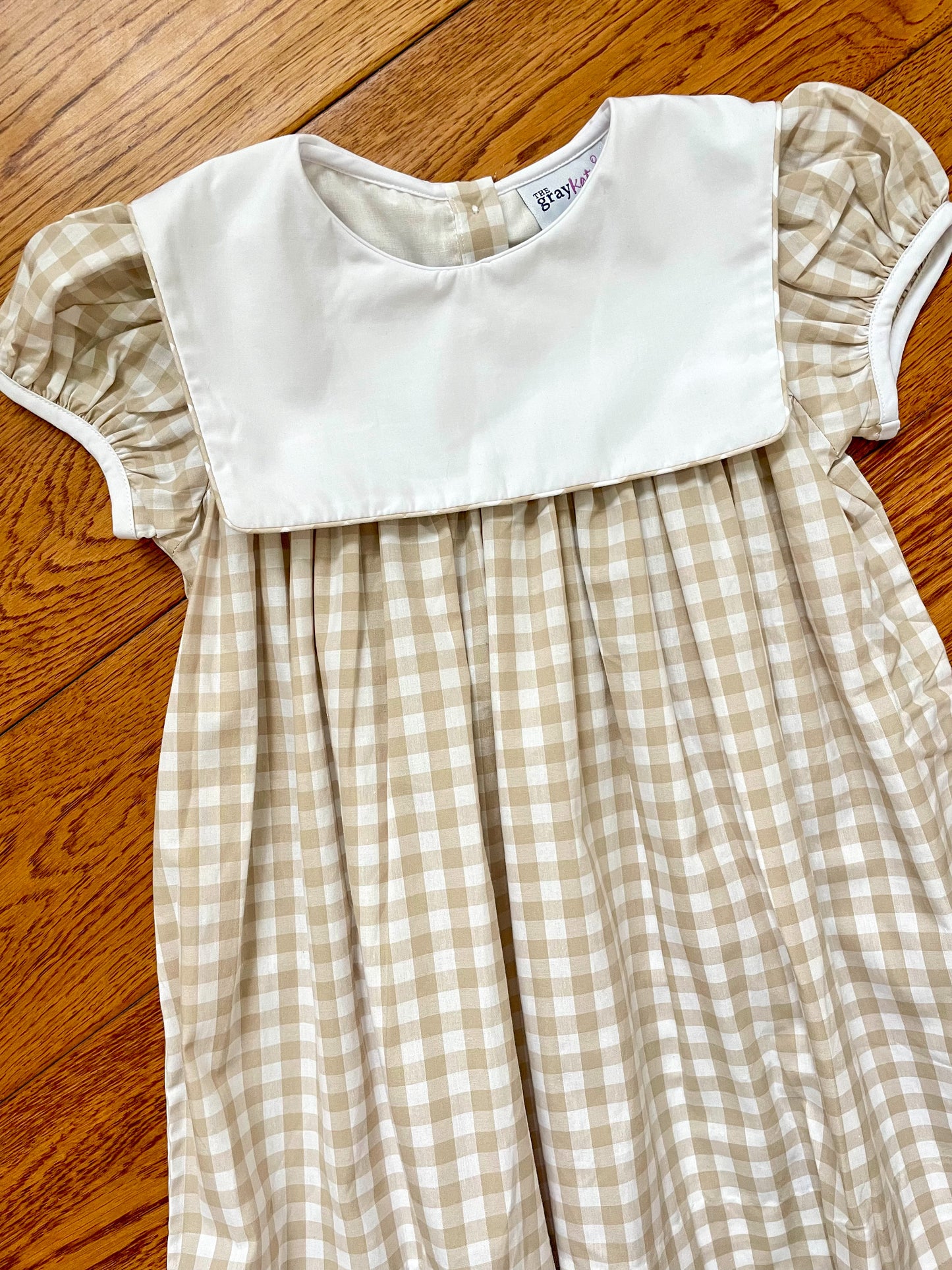 Calla collar dress in khaki check