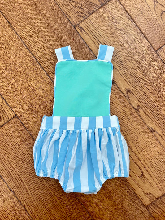 Sutton sunsuit in Mint & blue stripe