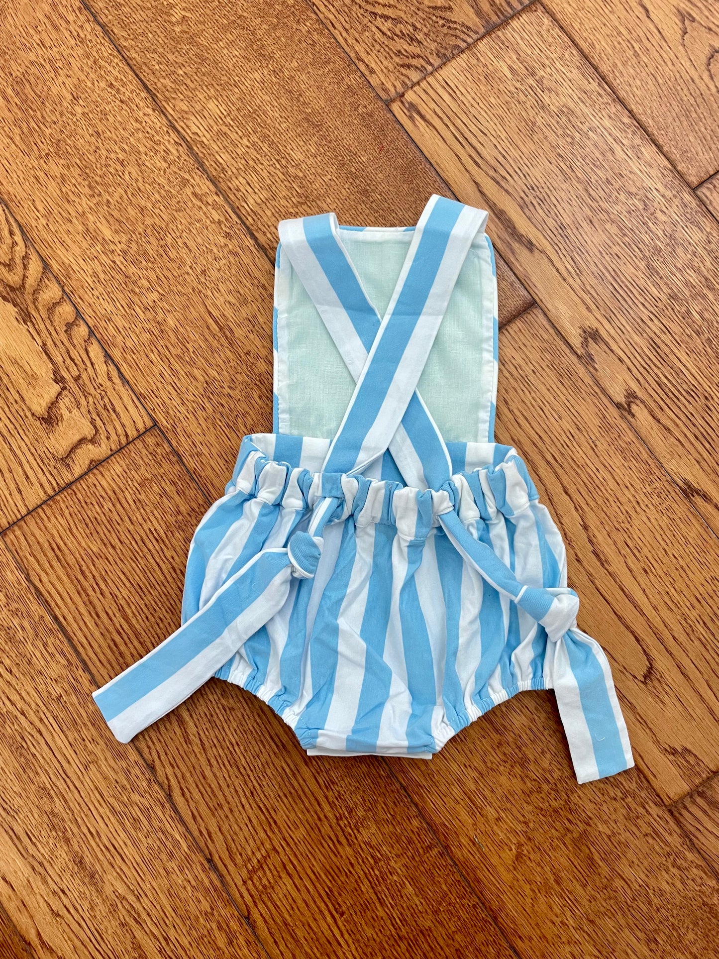 Sutton sunsuit in Mint & blue stripe