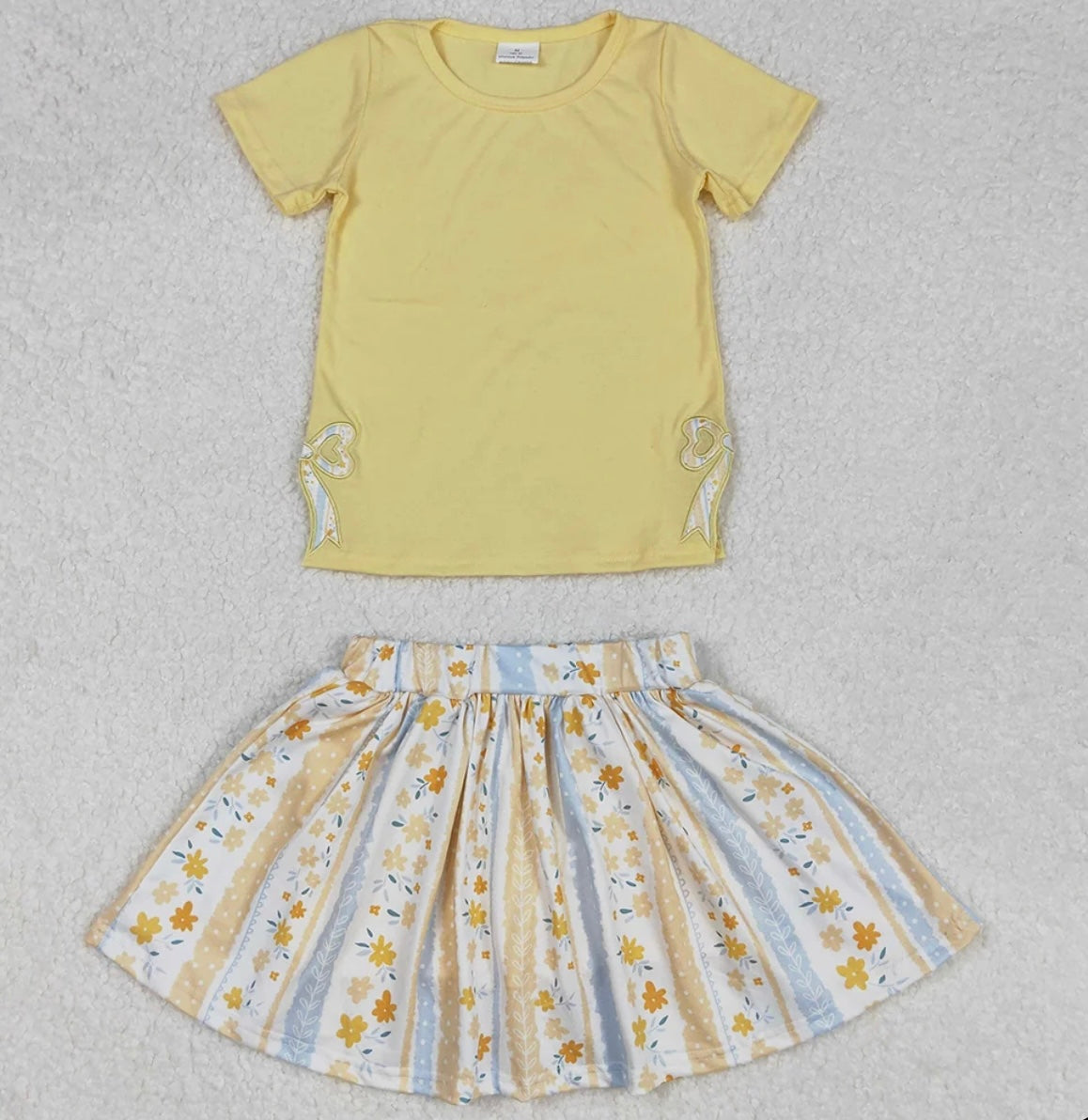 Floral skort set with applique bows