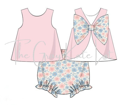 PREORDER: Betsy bowback in pink & blue floral