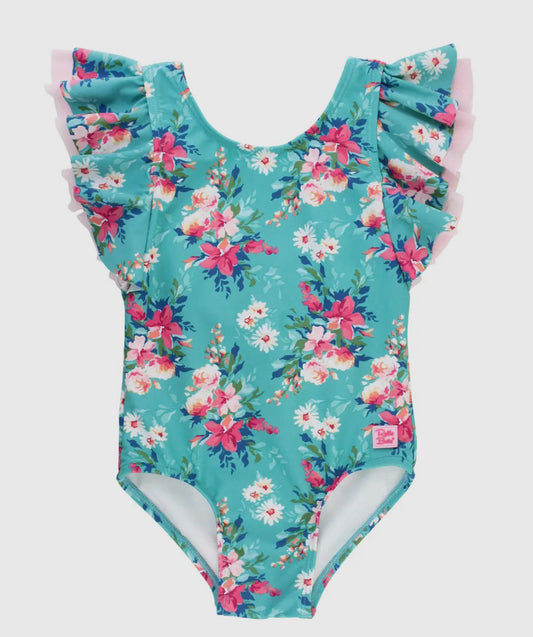 RuffleButts floral swim