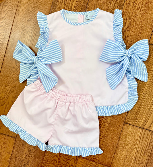 Heidi tie set in light pink & blue