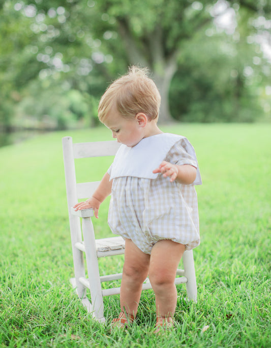 Carter collared bubble in khaki check