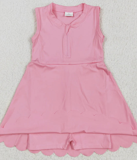 Pink athletic dress scallop bottom