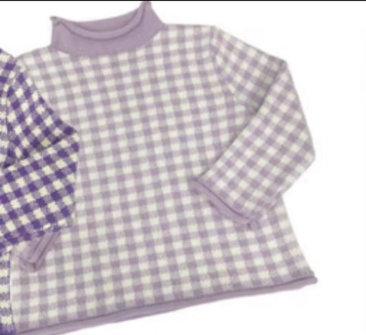 Light purple gingham rollneck sweater
