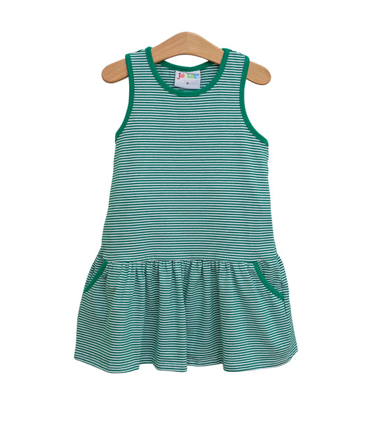 Green stripe cheer dress