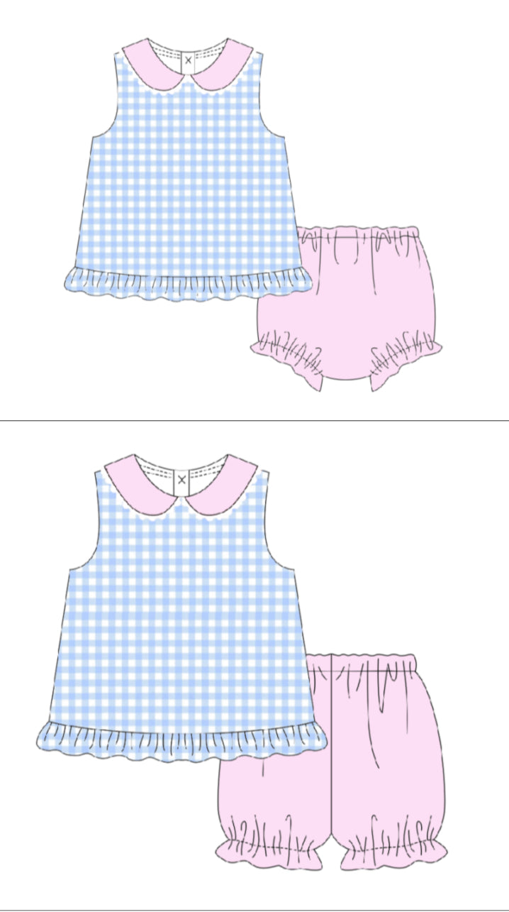 Darby diaper set in blue check