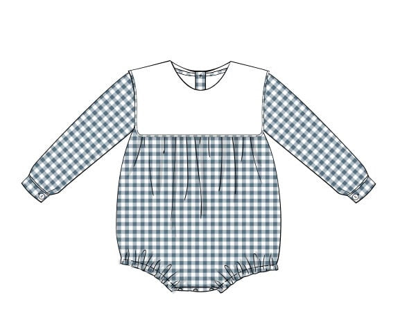 Carter collar bubble in blue stone check