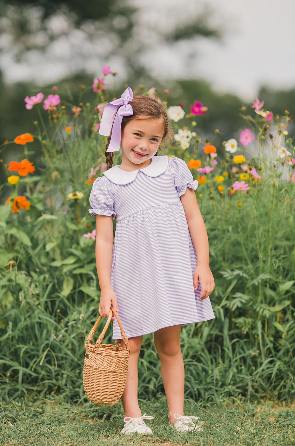 Purple stripe collar dress