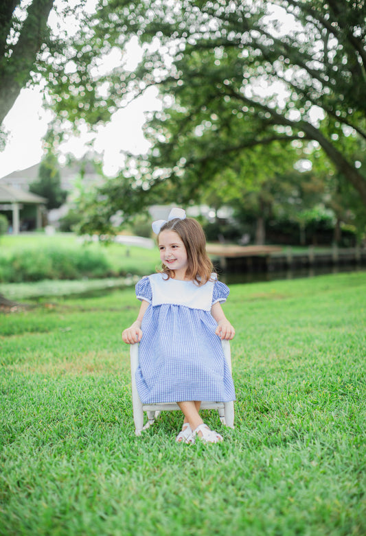 Calla collared dress in royal blue gingham