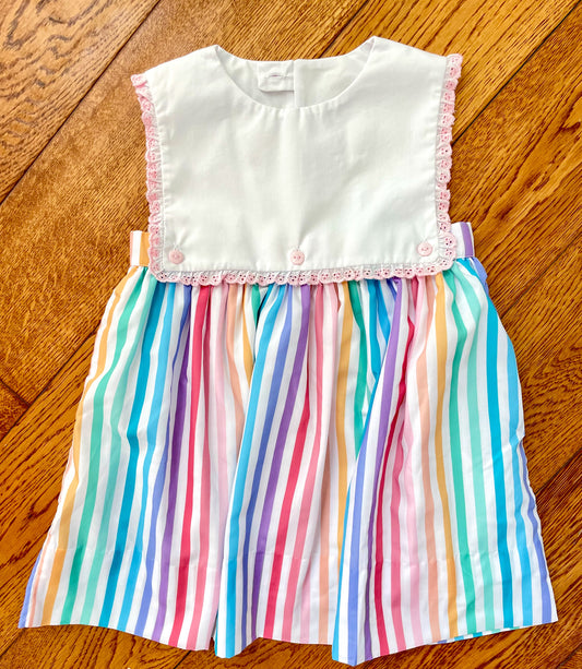 Blaire bib dress in colorful stripe