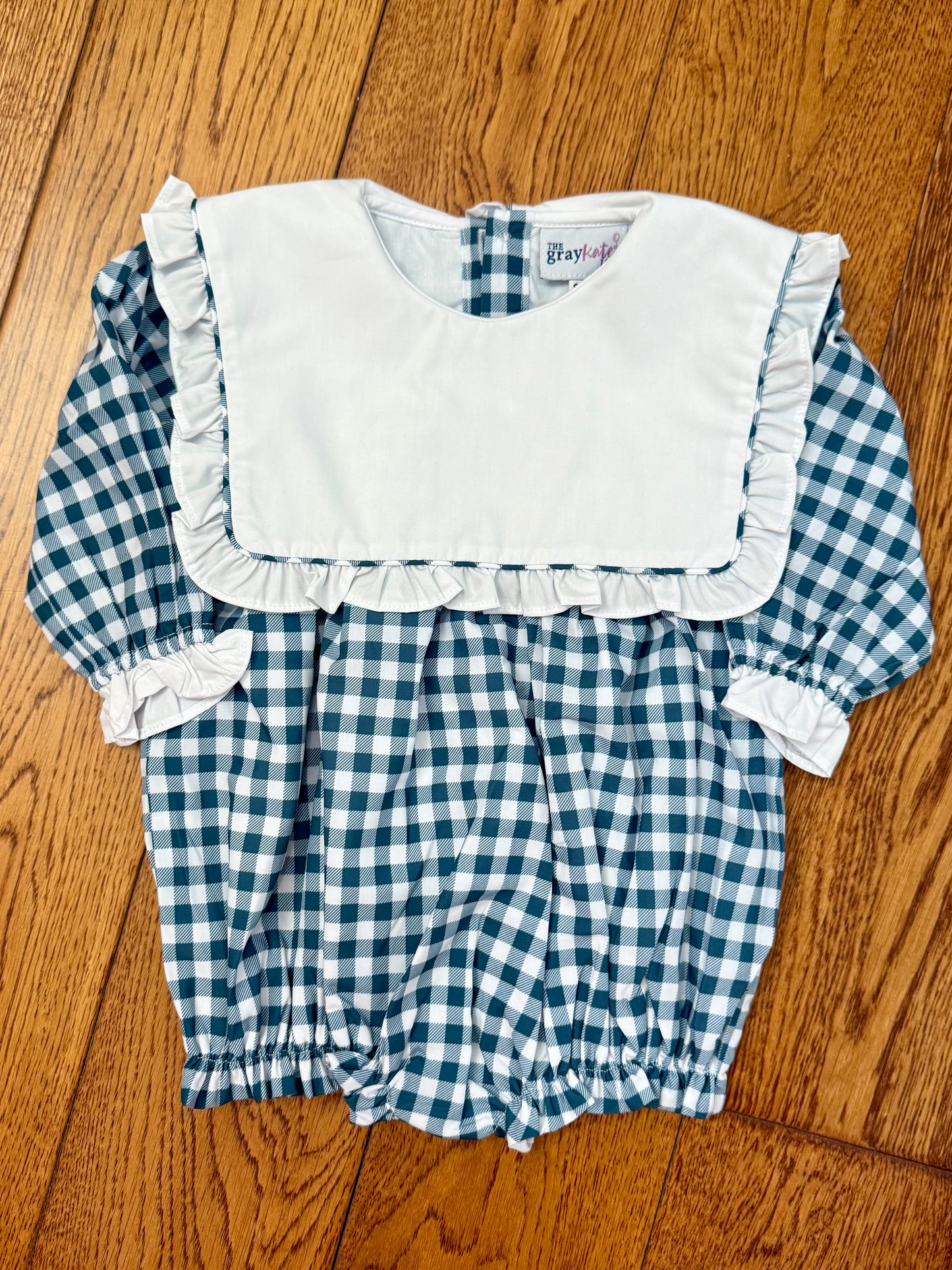 Calla collar bubble in blue stone check