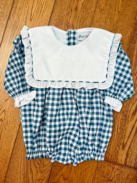 Calla collar bubble in blue stone check