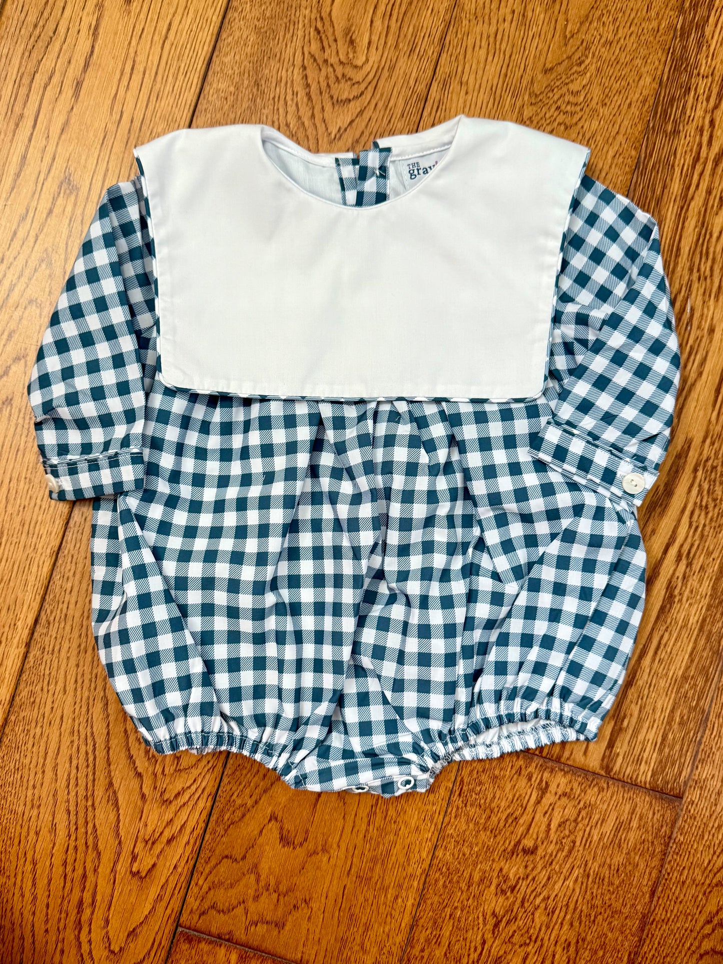 Carter collar bubble in blue stone check