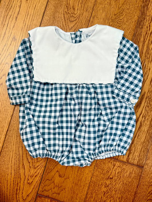 Carter collar bubble in blue stone check