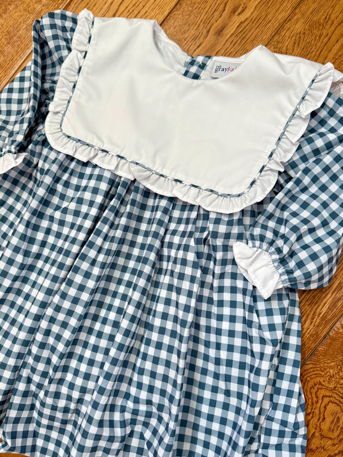 Calla dress in blue stone check