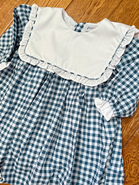 Calla dress in blue stone check