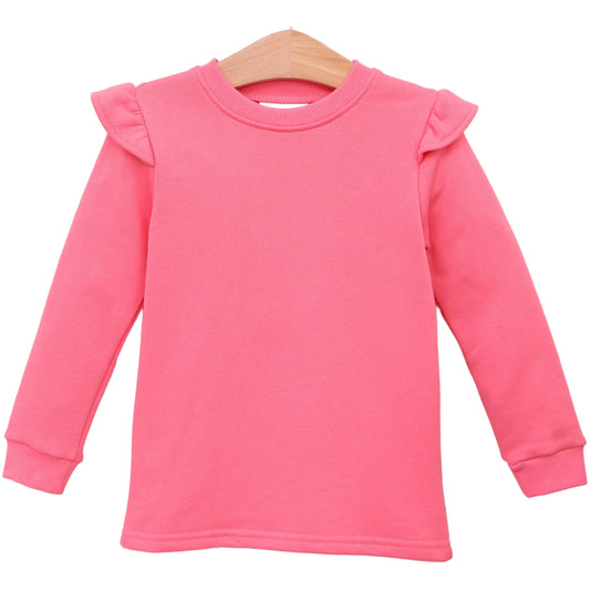 Pink ruffle sleeve SmockCandy sweater
