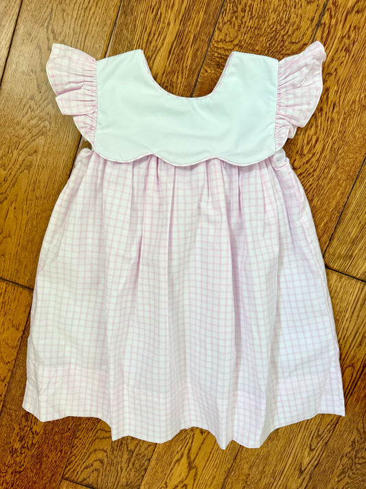 Scout scallop dress in pink check