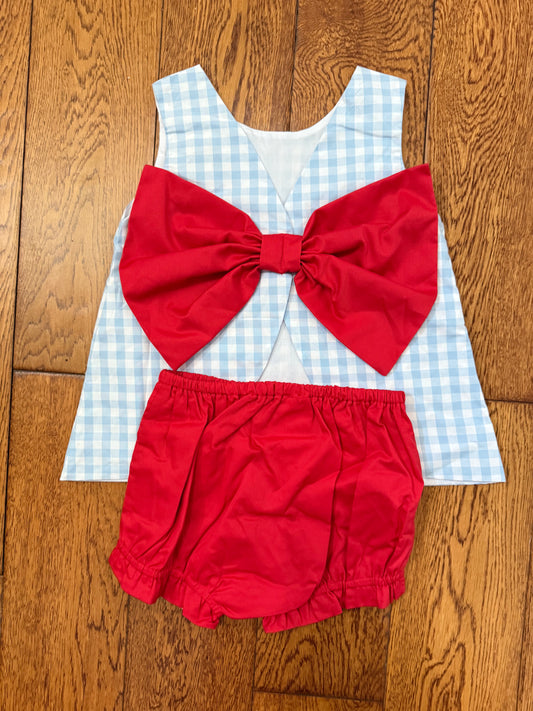 Betsy bow back in red & blue