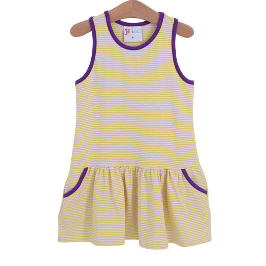 Yellow purple game day cheer dress